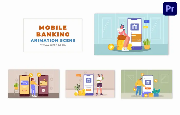 Mobile Banking Technology Flat Vector Animation Scene